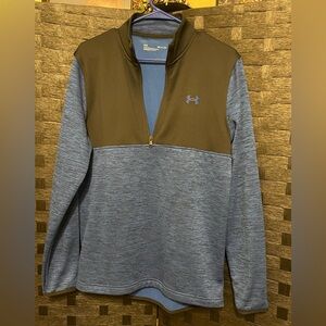 UNDER ARMOUR TECH SWEATER1/4 ZIP COLORBLOCKED BLUE BLACK MENS SMALL EXCELLENT